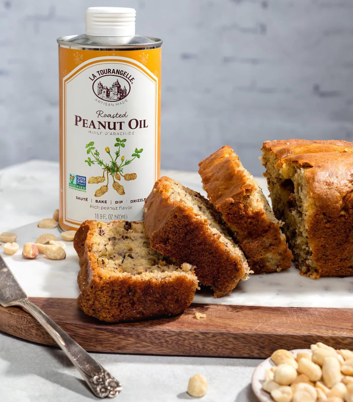 La Tourangelle, Roasted Peanut Oil, Slow Roasted Expeller-Pressed for Rich Flavor, Perfect for Cooking & Baking, Med-High Heat,