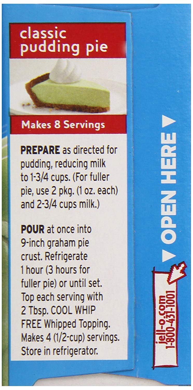 Jell-O Pistachio Flavor Sugar Free Pudding & Pie Filling (4-Pack)