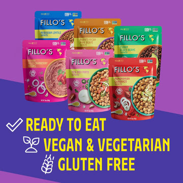 Fillo's Ready to Eat Beans & Lentils Variety Pack - Gluten-Free, Non-GMO, Vegan, 10 oz (Pack of 6)