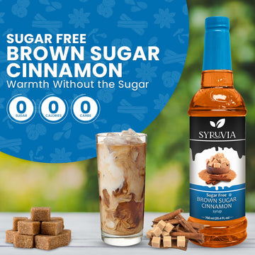 Syruvia Sugar-Free Brown Sugar Cinnamon Syrup For Coffee, Flavored Coffee Syrup Great For Coffee, Shakes, Smoothies And Cocktail