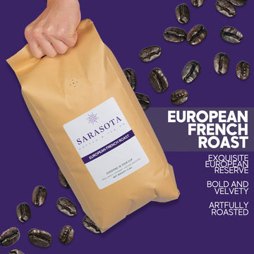 Sarasota Coffee Whole Bean Cubano European French Roast | Dark Roast Gourmet Coffee Beans | Low Acid, Mold Free, Specialty Grade