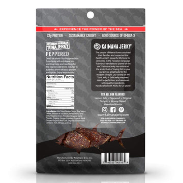 Kaimana Jerky Wild-Caught Ahi Tuna Jerky, Peppered, 2oz, All-Natural, High in Protein, Rich in Omega-3s