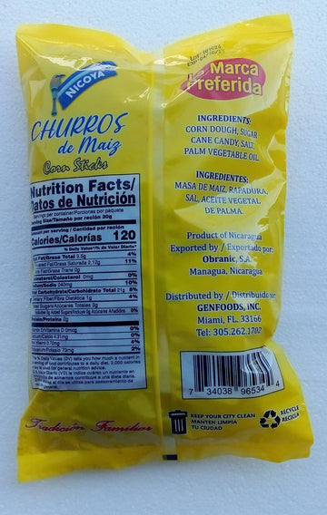 Nicoya Corn Sticks Churros De Maiz, Jumbo Size, 11.3 Oz (320G) Nicaragua Pack Of 1