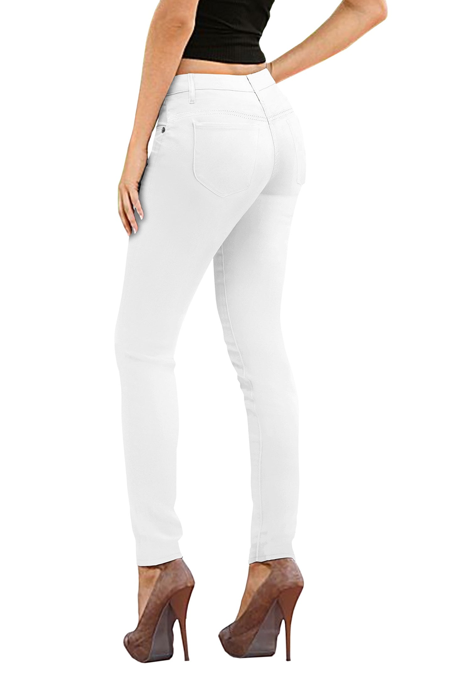 Hybrid company Womens Super comfy Stretch Denim 5 Pocket Jean P26136SK White 11 Short
