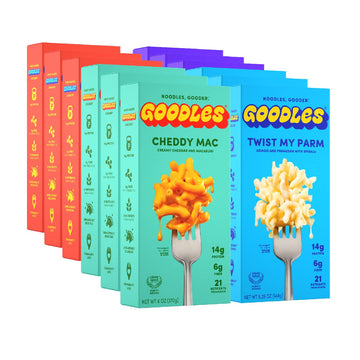 Goodles Mac & Cheese Assortment 12 Pack, 6oz - 14g Protein, 6g Fiber with Prebiotics, 21 Nutrients and Made w/REAL Cheese | Kosh
