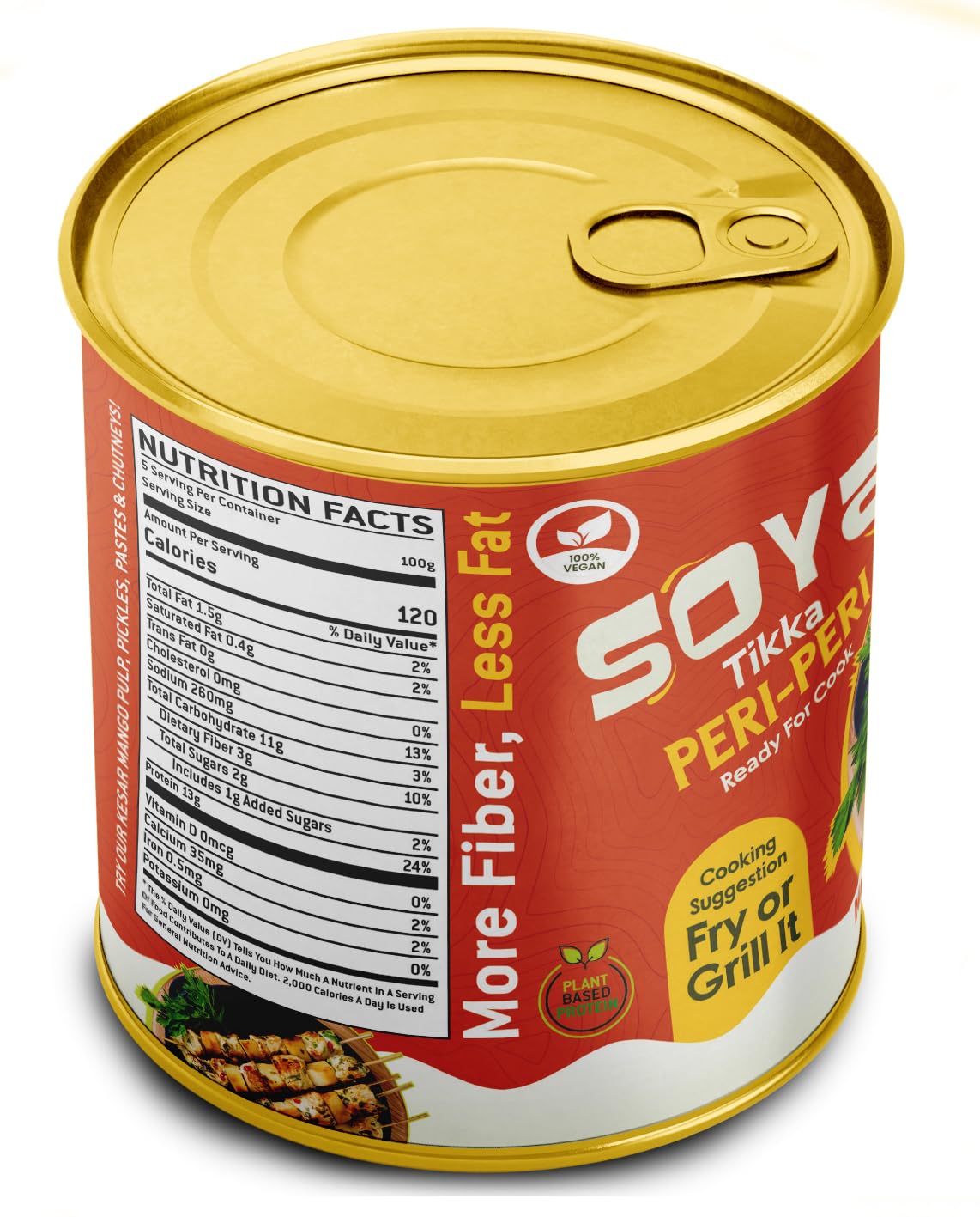 Rani Soya Tikka Peri-Peri 30Oz (1.875Lbs) 850G, Pack Of 6, Ready For Cook ~ Easy Open Lid | All Natural | Vegan | No Colors | No