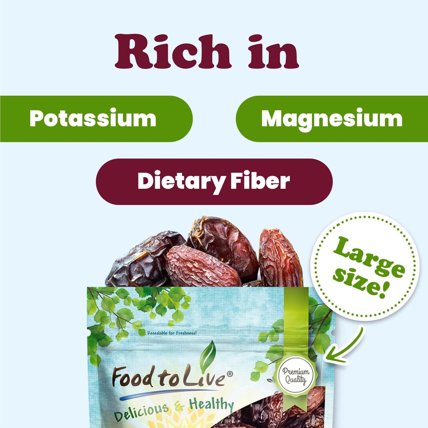 Medjool Dates, 15 Pounds - Non-Gmo Verified, Large Dried Meaty Dates With Pits, Unsweetened, Unsulphured, Vegan, Sirtfood, Bulk.