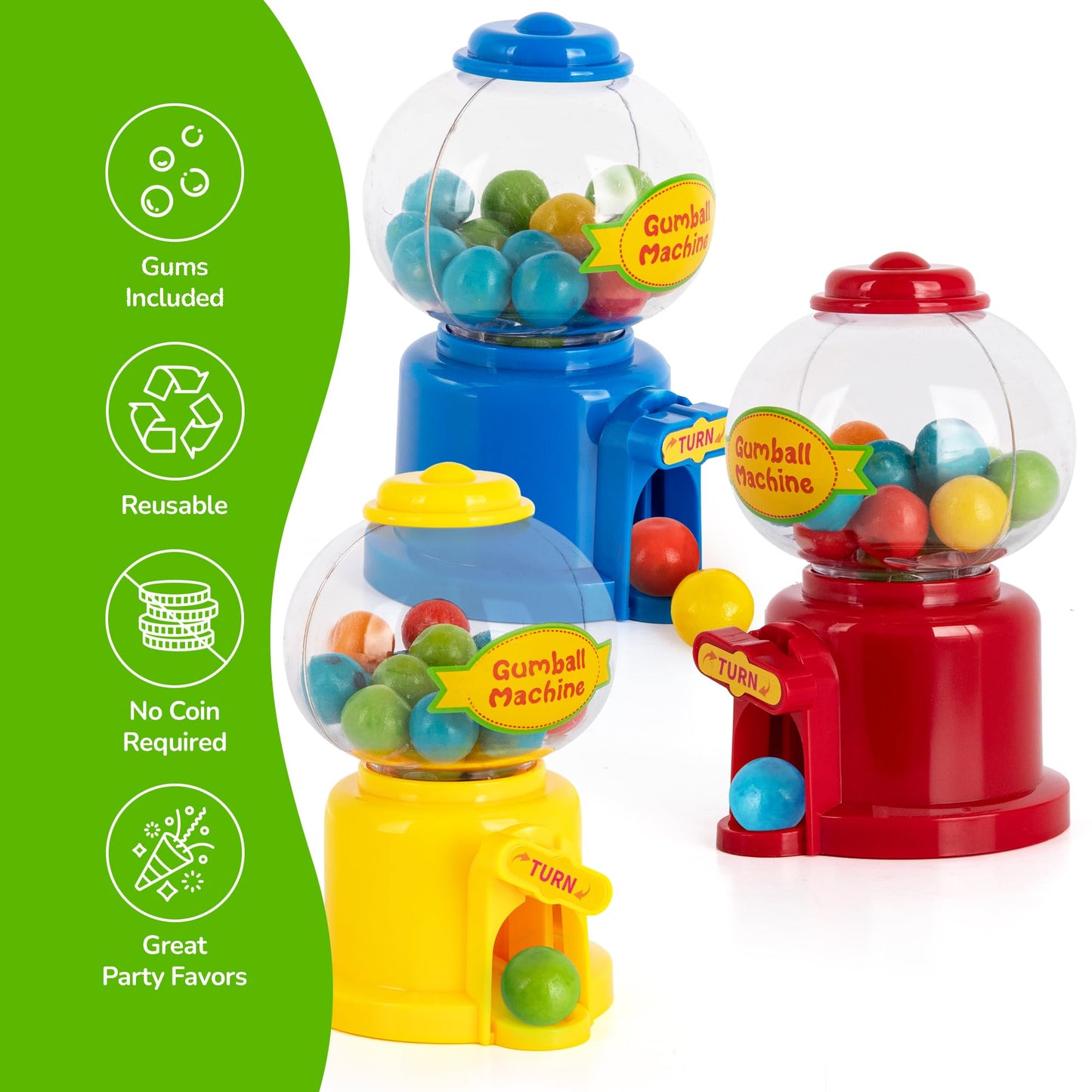 ArtCreativity Mini Gumball Machine - Set of 12 - Multicolor Candy Dispenser - 4 Count - Model AC-3291