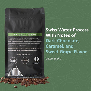 Peak State Coffee With Benefits - Organic Decaf Coffee Beans - Calm Descent Swiss Water Process Decaf With Lion'S Mane & Cordyce