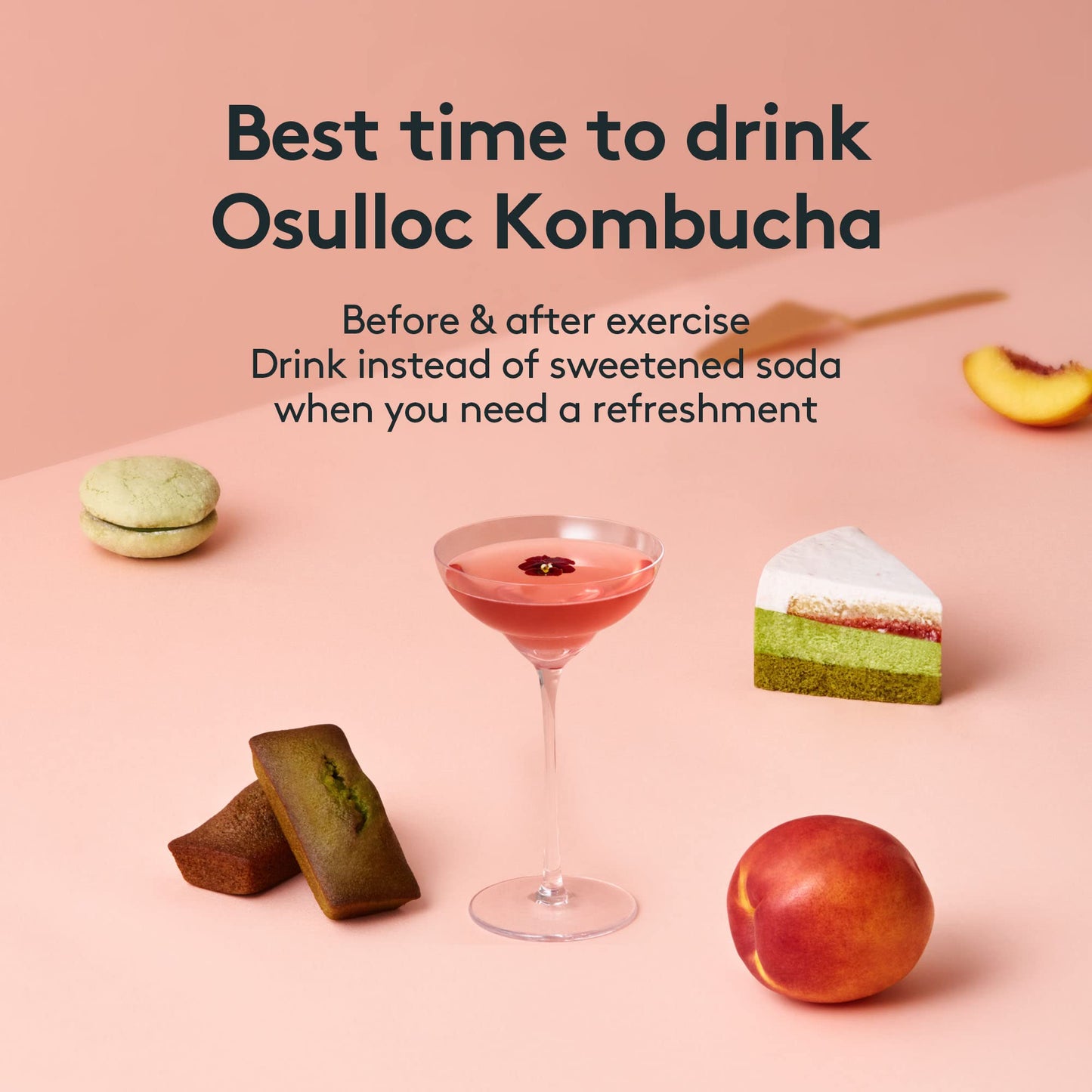 Osulloc Kombucha Tea Lycheepeach (Lychee & Peach Blending), Sparkling Powdered Mix Drink, No Added Sugar, 30 Sticks, 5.3Oz