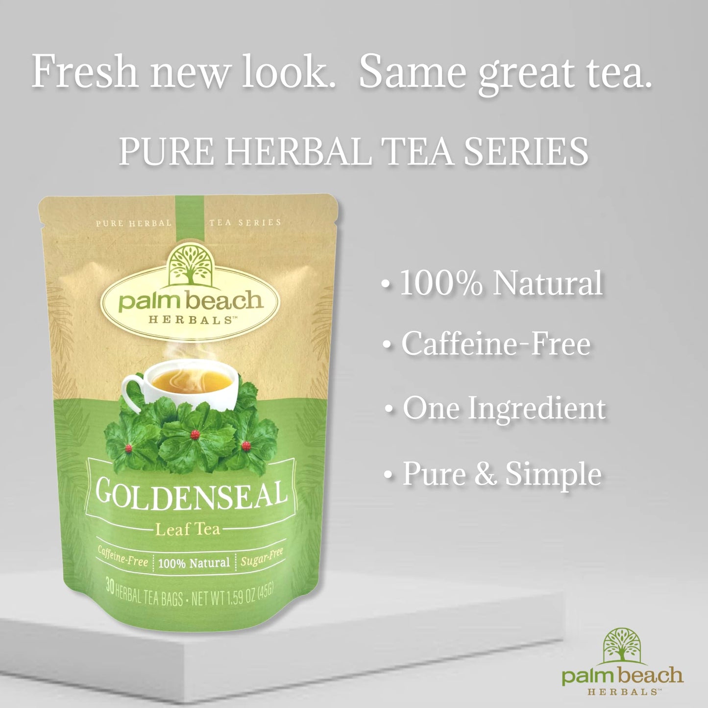 Palm Beach Medicinal Herbs Goldenseal Leaf Tea, Pure Herbal Tea, 30 Count