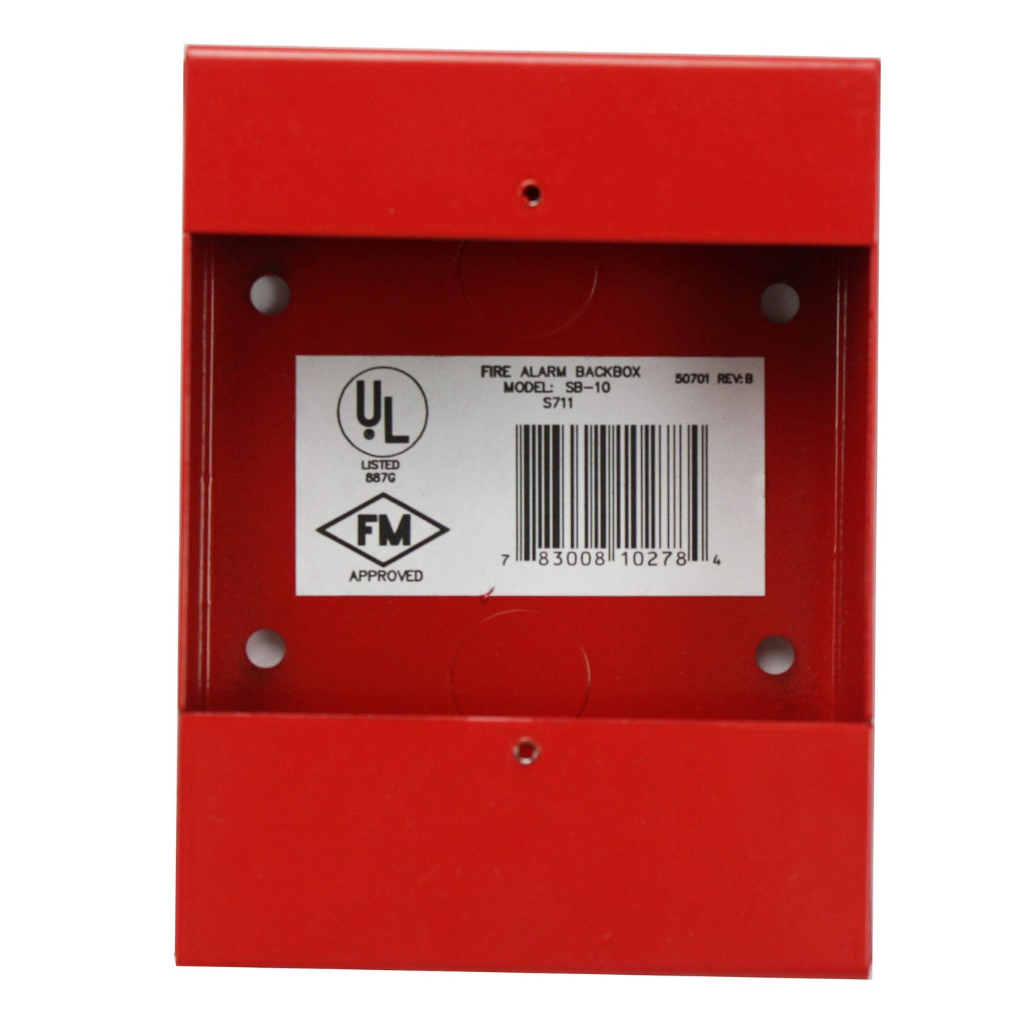 Fire Lite Alarms Sb-10 Red Fire Alarm Pull Station Metal Surface Mount Back Box