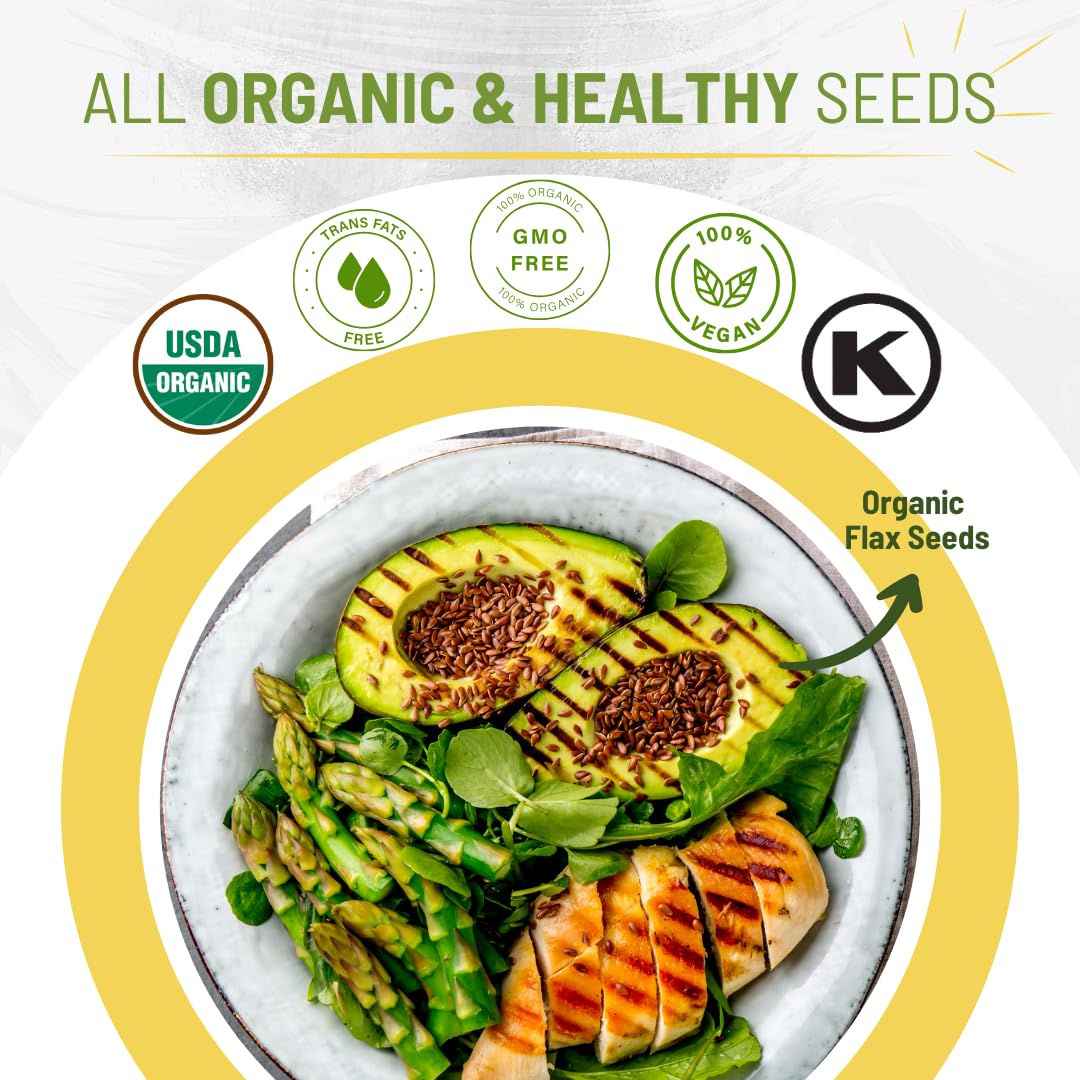 Sunbest Natural Organic Flax Seeds 32 Oz (2 Lb) - Usda Organic, Non-Gmo, Gluten Free, Vegan, Kosher- Premium Quality Superfood, Omega-3S, Fiber For Heart Health And Digestive Support - 2-Pack 16 Oz