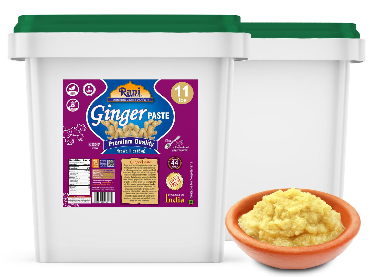 Rani Ginger Cooking Paste 176Oz (11Lbs) 5Kg Bulk ~ Vegan | Gluten Free | Non-Gmo | Kosher | No Colors | Indian Origin