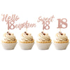 24 Pcs 18Th Birthday Cupcake Toppers Sweet 18 Hello 18 Eighteen Cupcake Picks 18Th Birthday Cake Decorations Supplies Rose Gold