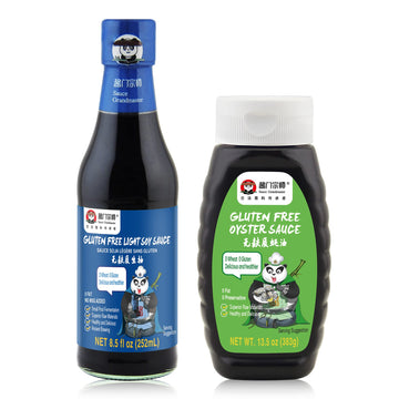Sauce Grandmaster Soy Sauce & Oyster Sauce Combo - 8.5oz + 13.5oz, Perfect for Dipping, Stir-Frying, Braising, Stewing