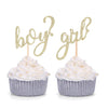 24 Ct Gold Glitter Boy Or Girl Cupcake Toppers Gender Reveal Party Decors