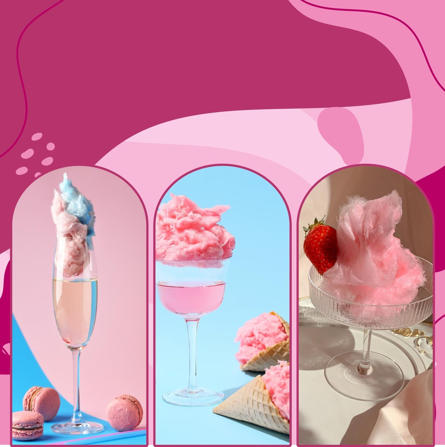 Cotton Candy Floss Sugar Package of 2ct-(Pink Vanilla and Blue Raspberry)-2lb Each Flavor- (2ct-2lb Jars)