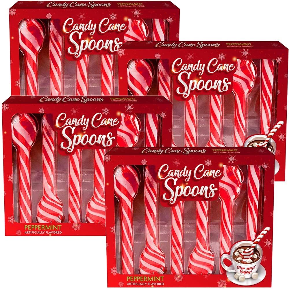 Candy Cane Peppermint Sticks, Edible Stirring Spoons For Hot Chocolate Cocoa Coffee Tea Cocktail – Holiday Christmas Stocking Stuffer Gift Set (24 Pack)