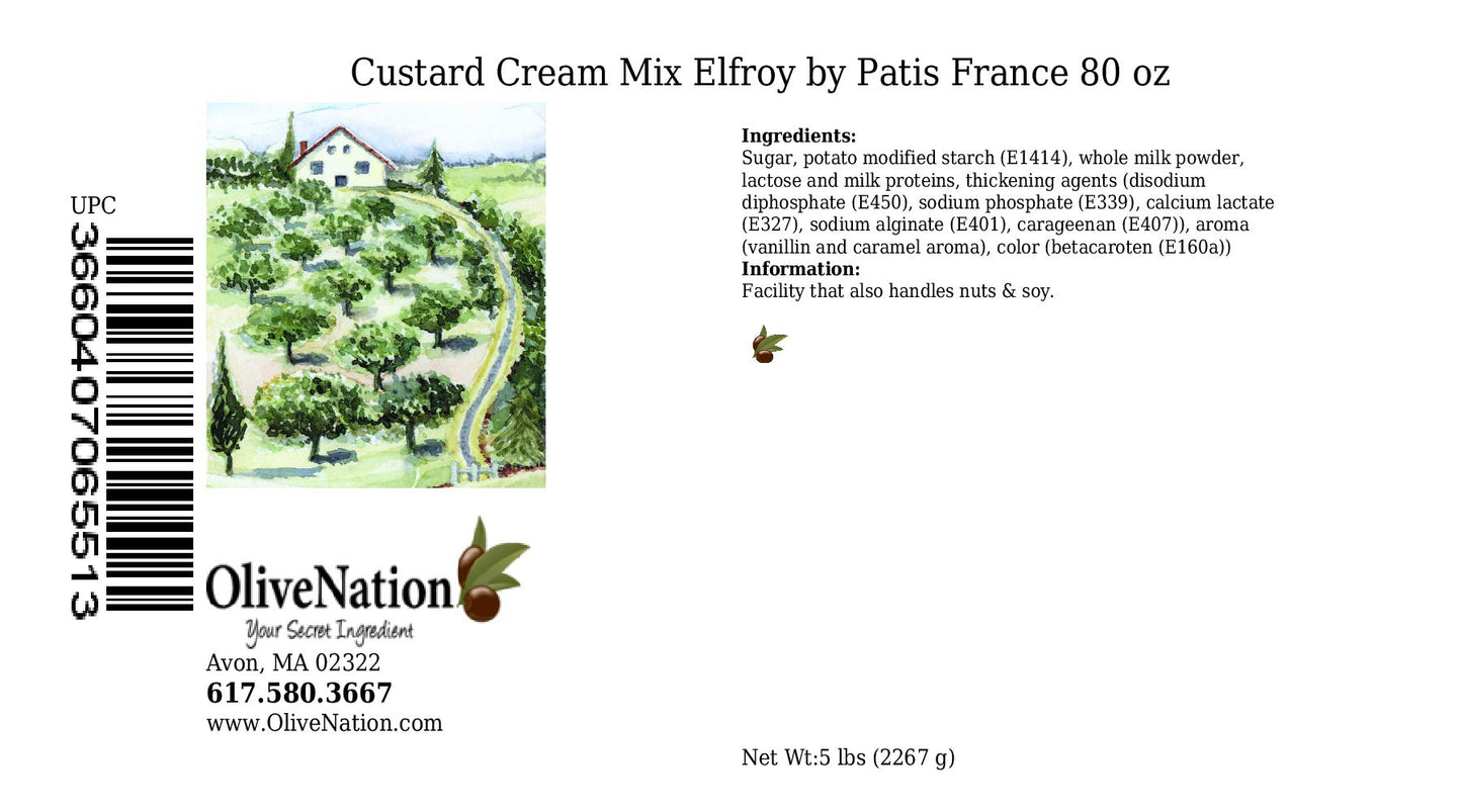 OLIVENATION Patis France Elfroy Cream Mix, Custard Cream for Desserts, 5 lb Pack