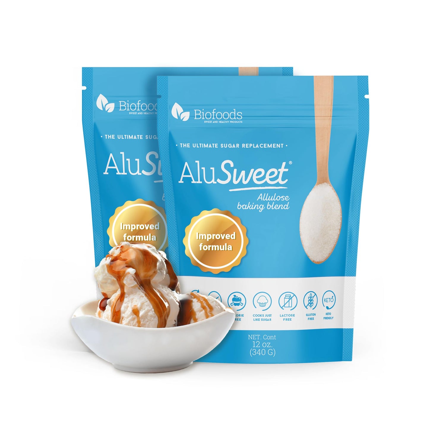 Alusweet Allulose Sweetener Zero Calorie - 24 oz - 1:1 Sugar Substitute, Keto-Friendly, Gluten-Free, Non-Glycemic, Plant-Based S