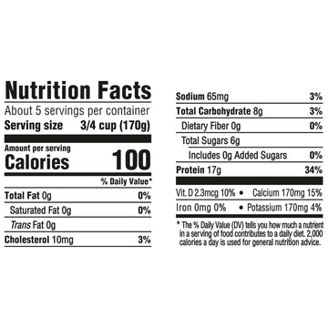 Oikos Triple Zero Vanilla Nonfat Greek Yogurt Tub, 0% Fat, 0g Added Sugar and 0 Artificial Sweeteners, Just Delicious High Prote