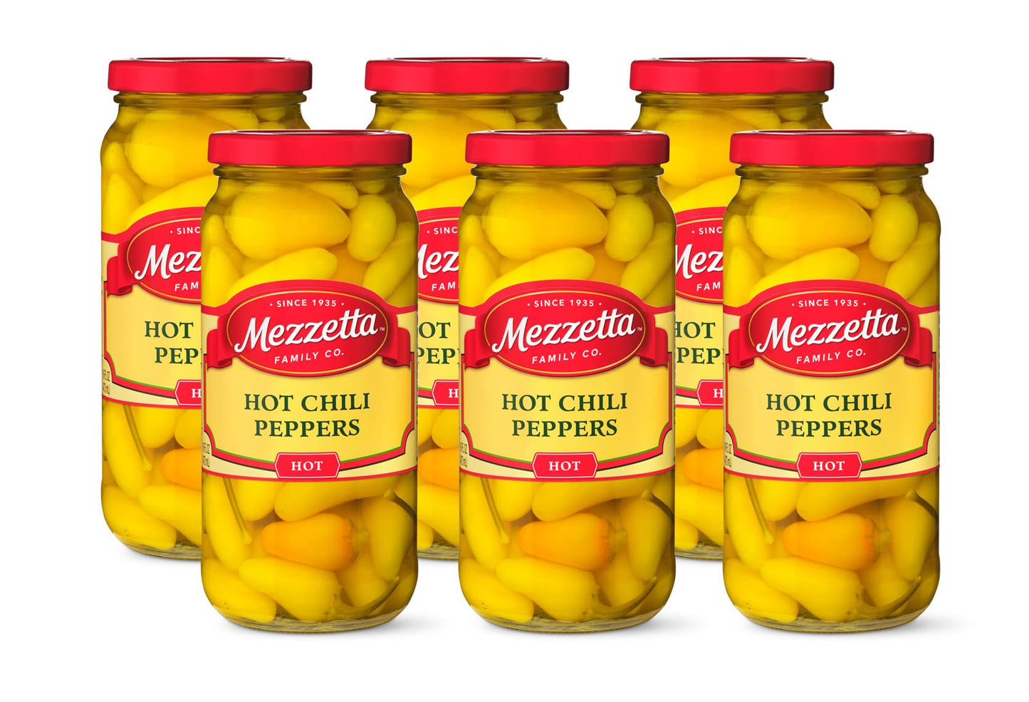 Mezzetta Hot Chili Peppers | Gluten Free Kosher Keto | 16 Fluid Ounce Jar (Pack Of 6)