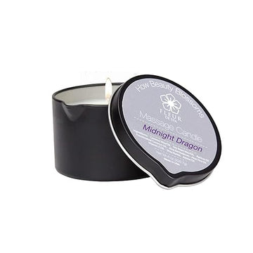Massage Oil Candle By Fleur De Spa - All Natural - 6Oz With Pour Spout Made In Usa (Midnight Dragon)