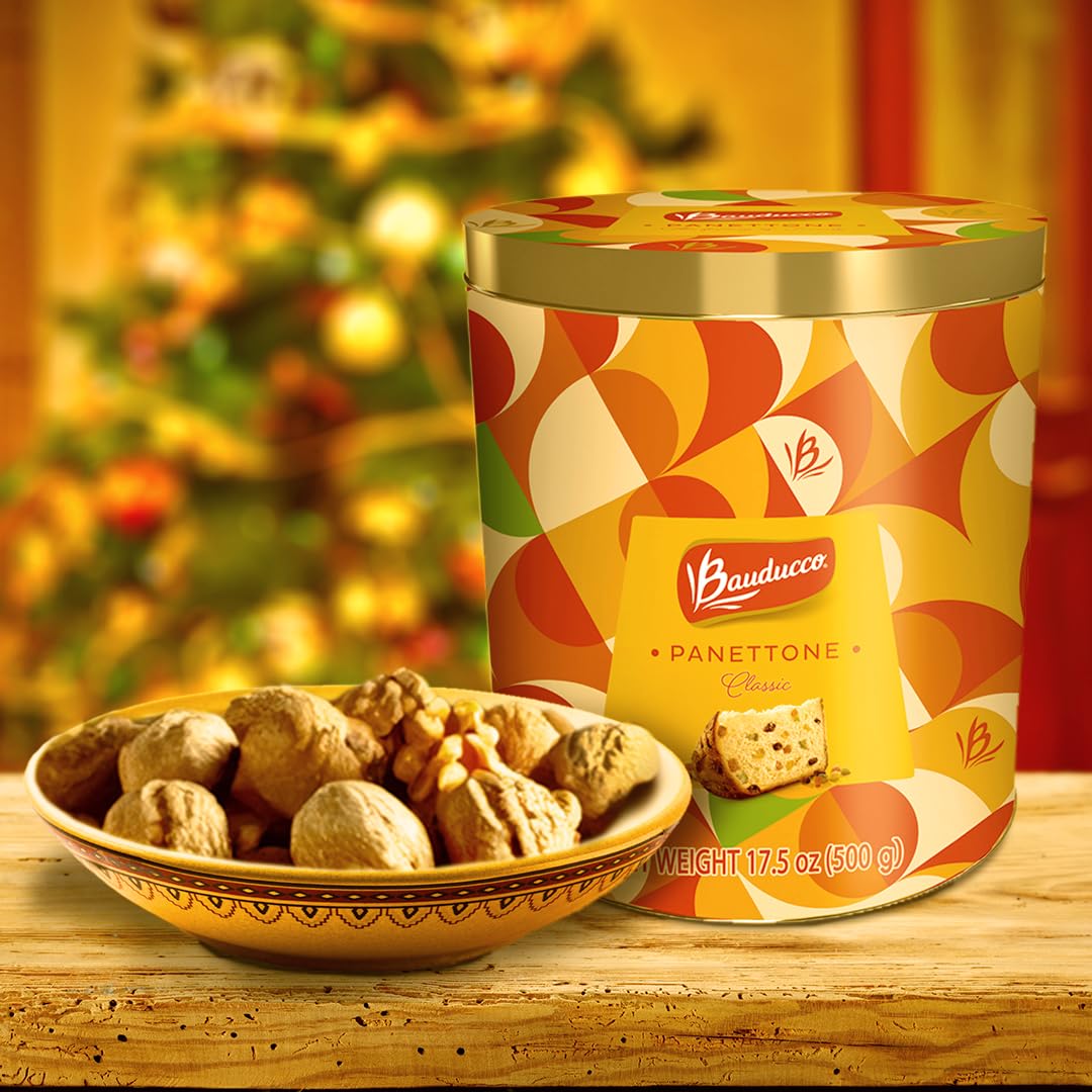 Bauducco Classic Panettone Tin - Moist & Fresh, Traditional Italian Recipe - Authentic Taste Of Italy - 17.5Oz (Pack Of 1)
