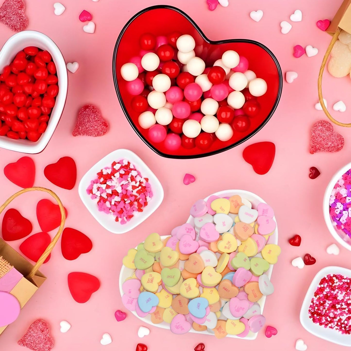 Taboom Valentines Day Bulk Conversation Hearts Candy - 5 lb Resealable Bag, Crunchy for Kids Classrooms & Candy Buffets