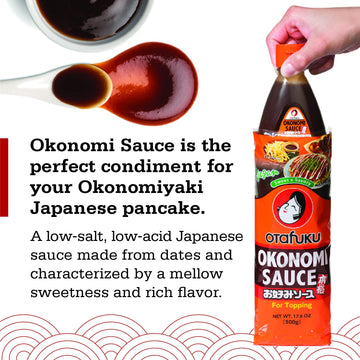 Otafuku Okonomi Sauce, Vegan Japanese Topping for Okonomiyaki Pancakes (17.6 Ounces)