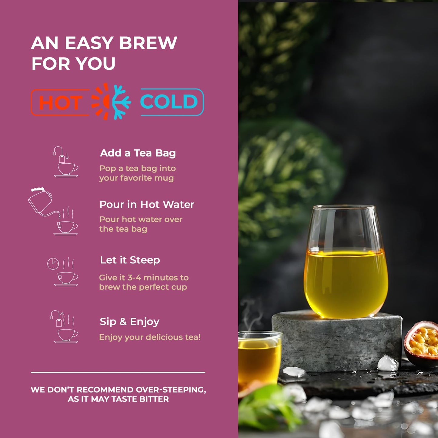 LIFE PLUS STYLE GOURMET Passion Fruit Green Tea - Organic Ceylon Tea, 50 Bags, Healthy Digestion, Refreshing Hot or Cold