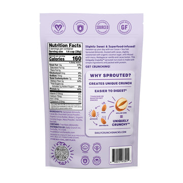 Daily Crunch Sprouted Almonds - 5 Ounce Bags (Cacao And Sea Salt, 6 Pack - 5 Ounce Bags)