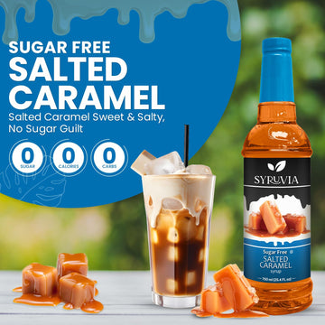 Syruvia 4 Pack Sugar-Free Salted Caramel Coffee Syrup - 25.4 Fl Oz - Syrup For Coffee, Lattes, Shakes, Smoothies, Desserts - 100
