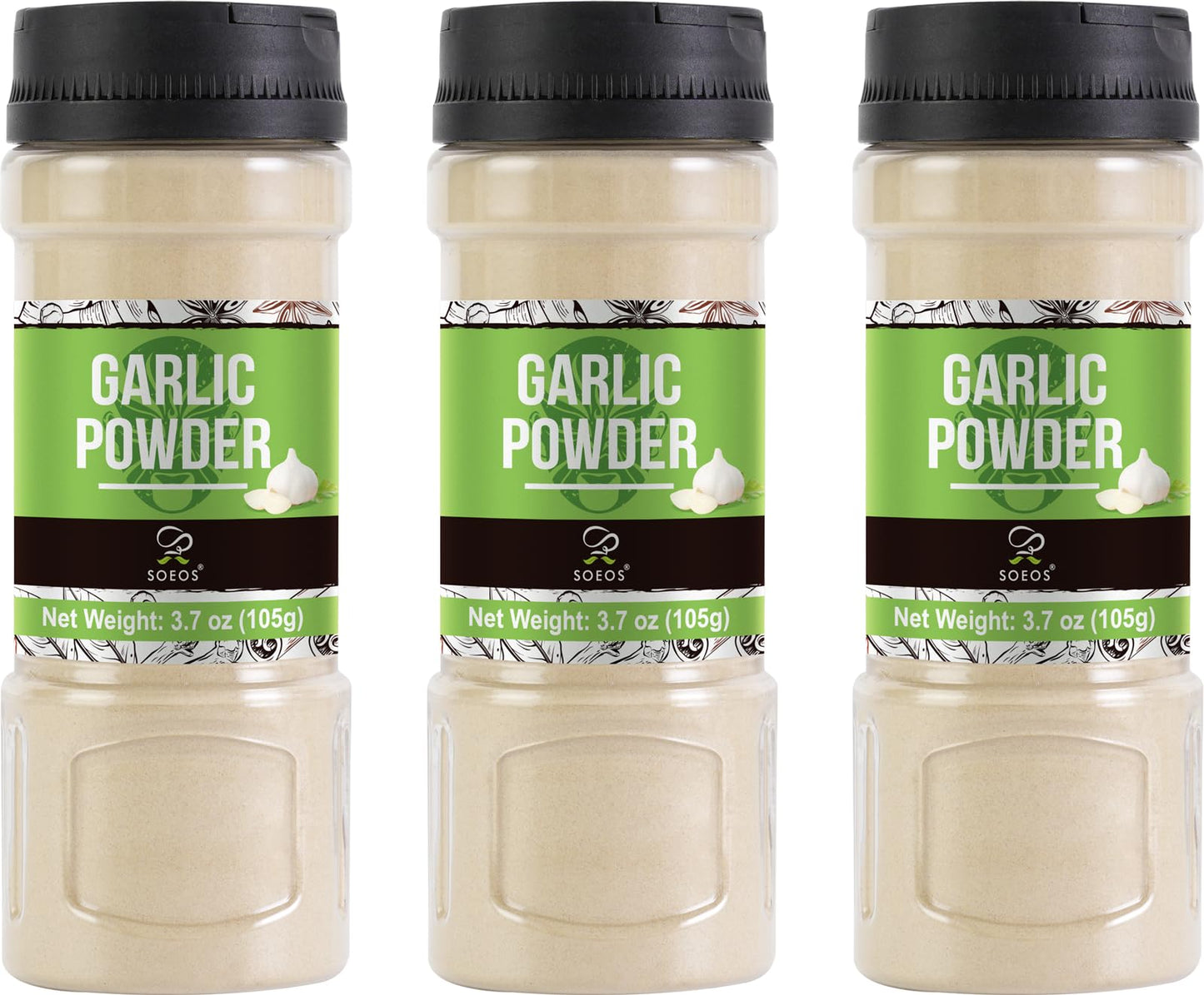 Soeos Garlic Powder Garlic Powder Seasoning Additive Free Non-Gmo Garlic Seasoning For Flavor Vegetables Grilled Meats Salads Dressings And More 3.7 Ounce(Pack Of 3)