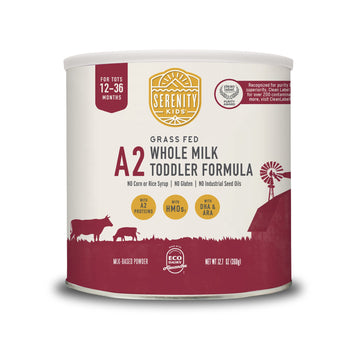 Serenity Kids 12+ Months Toddler Milk Formula Powder - Grass Fed Organic A2 Whole Milk - 12.7Oz Can - Clean Label Project Purity