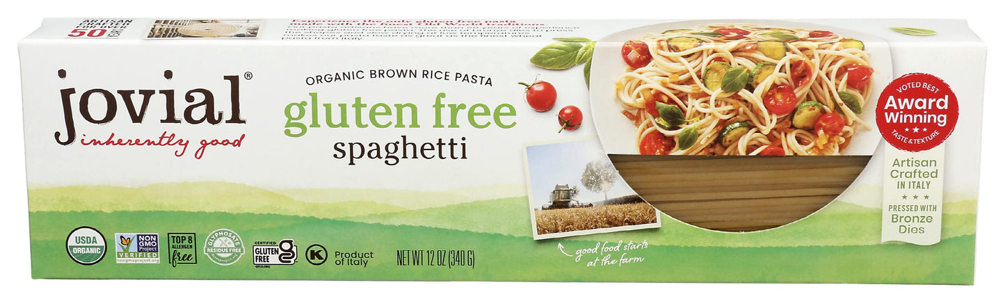 Jovial Gluten Free Brown Rice Pasta Organic - Award-Winning Taste & Texture, Non-Gmo, Free Of Top 8 Allergens, Vegan Brown Rice Noodles, Made In Italy - Gluten Free Elbow Pasta, 12 Oz