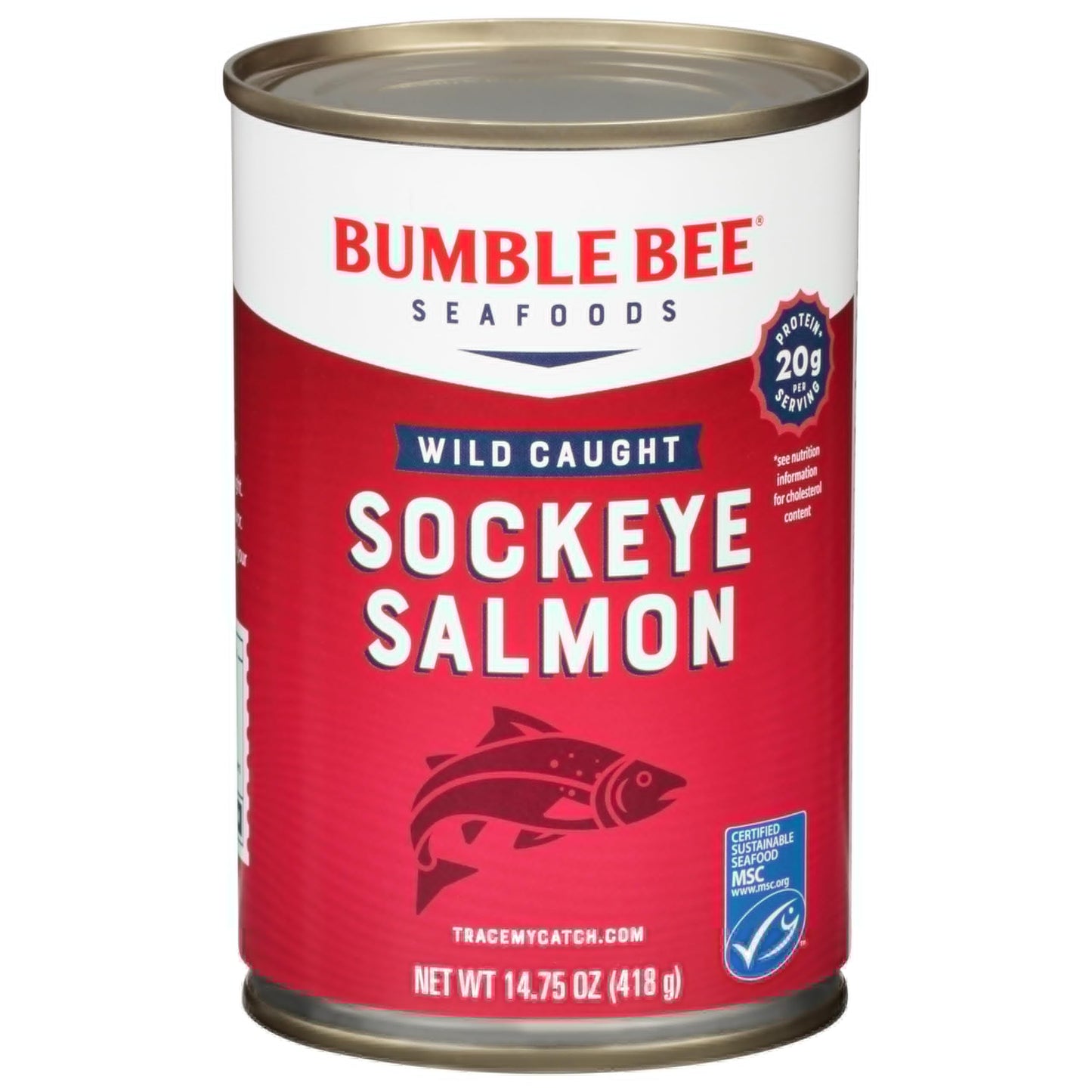 Bumble Bee Canned Red Sockeye Salmon 14.75 Oz Can - Top-Grade Wild Caught Salmon With Skin & Bones - 20G Protein - Msc Certified Sustainable Seafood Non-Gmo Gluten Free Kosher
