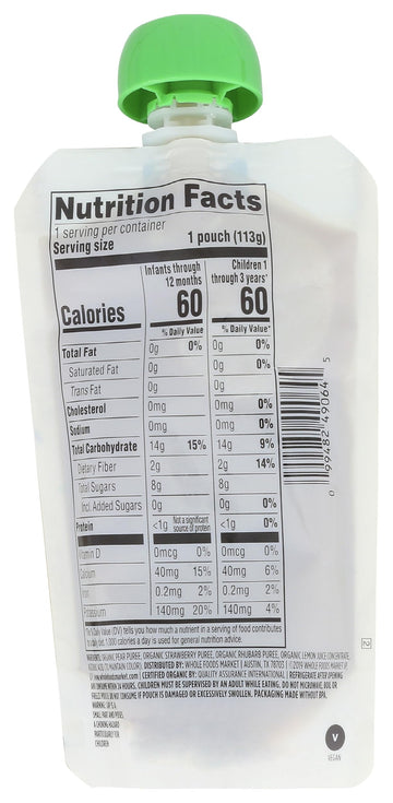 365 By Whole Foods Market, Baby Food Pear Strawberry Rhubarb Organic, 4 Ounce