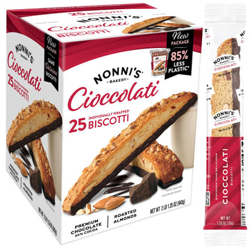 Nonni's Biscotti Value Pack, Larger Cookies, Cioccolati & Roasted Almond, 33.25 oz, Red, 25 Count (Pack of 1)