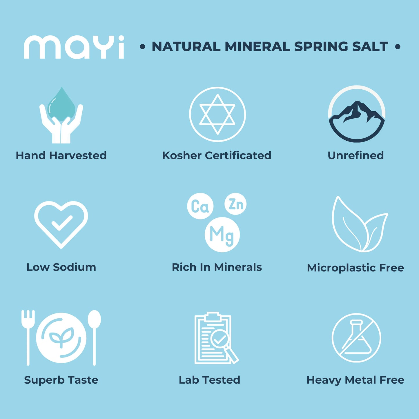 5.07 Oz Mayi Natural Liquid Spring Salt - Pure & Unrefined, Low Sodium, 84 Essential Minerals, Kosher Certified, 100% Clean - Id
