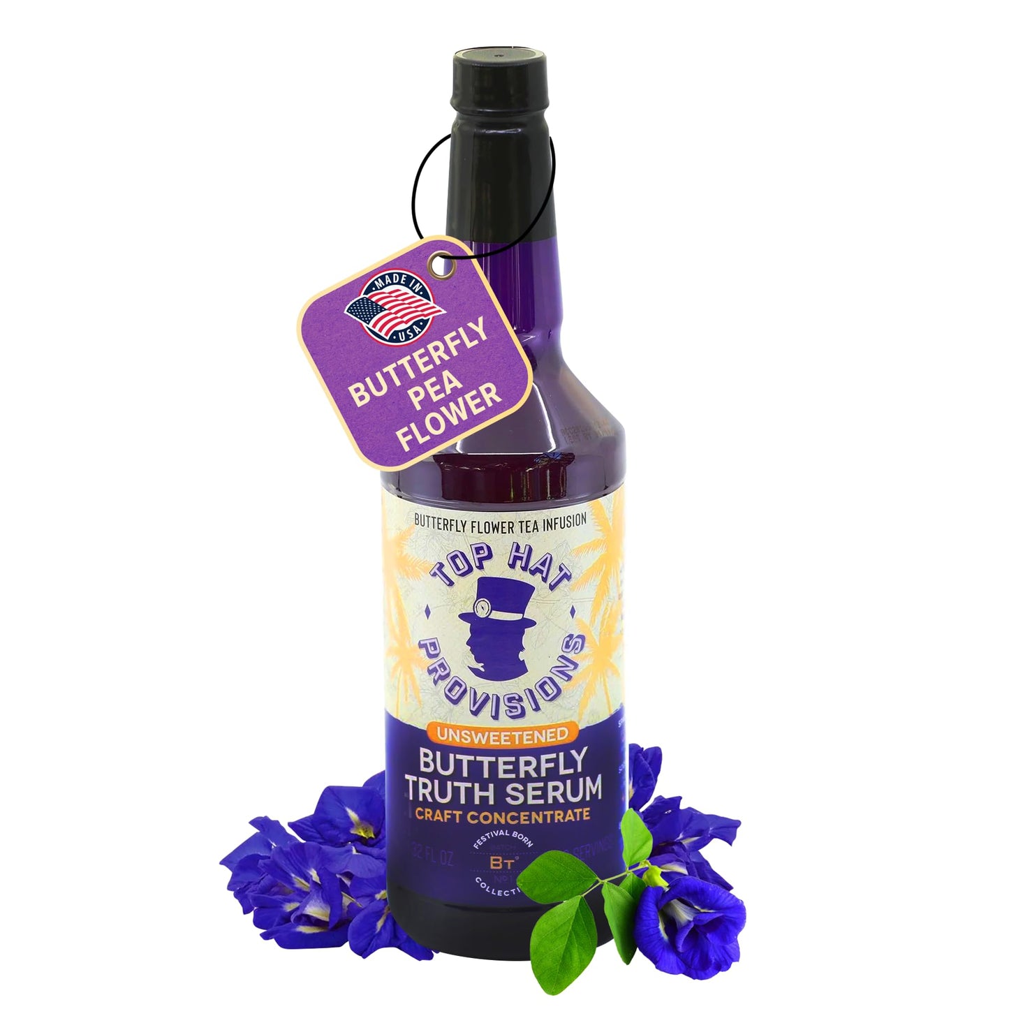 Top Hat Provisions Butterfly Pea Floral Extract Tincture - 32 Fl Oz - Unsweetened Non-Alcoholic Blue Bitters