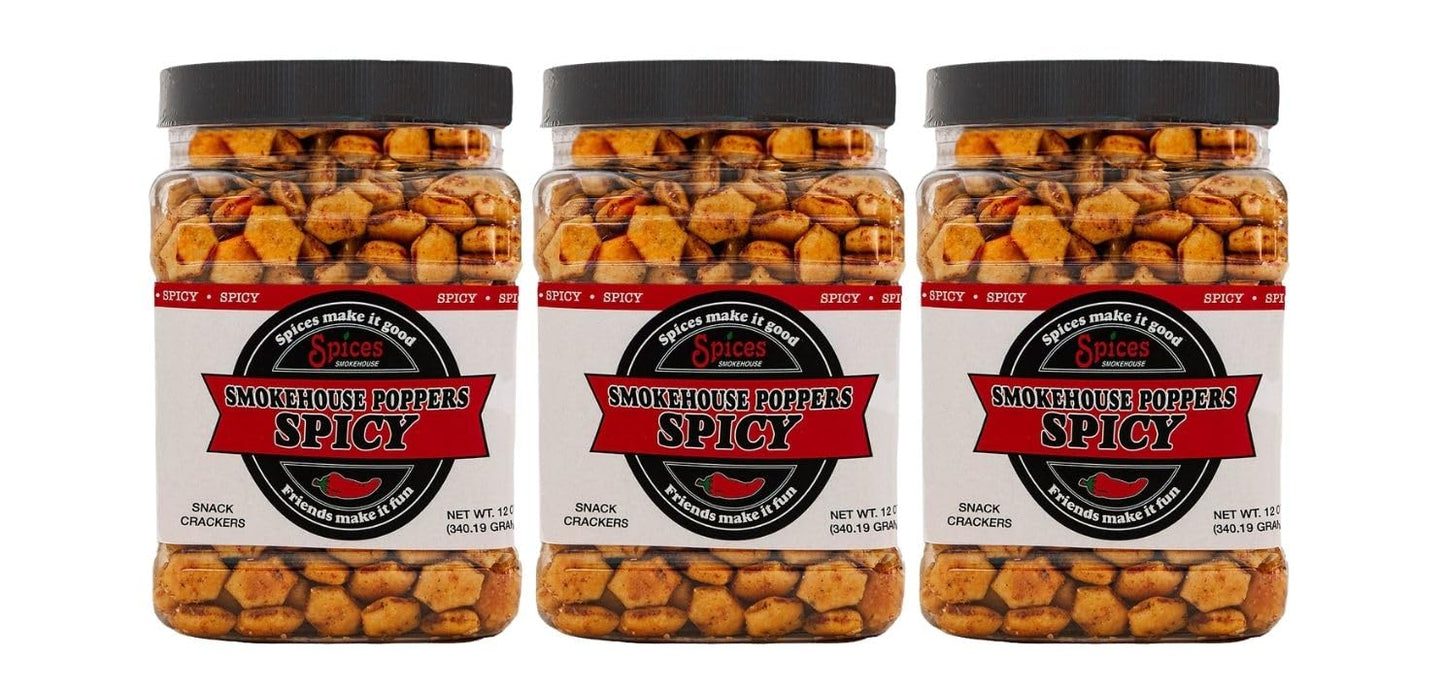 Smokehouse Crackers Poppers Seasoned Oyster Crackers, 12 oz. jars, 3 ct. All Spicy