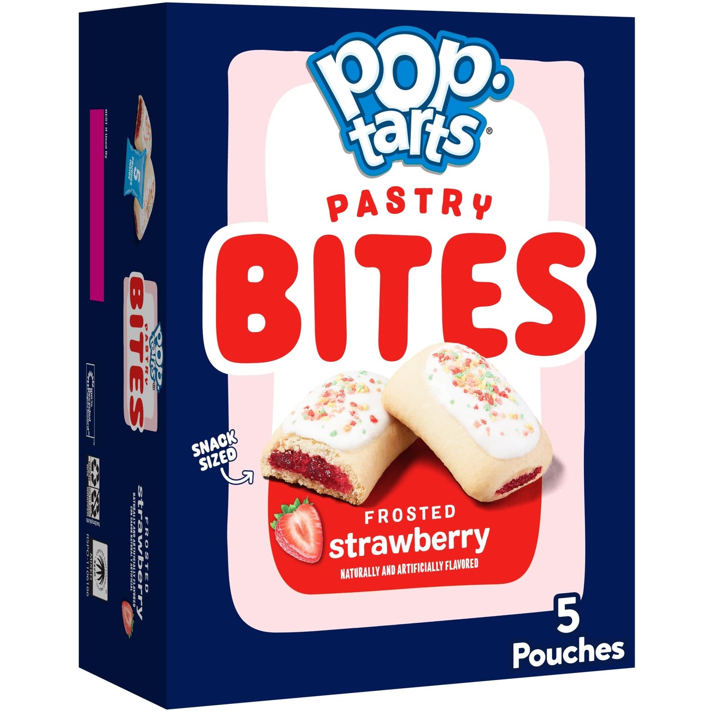 Pop-Tarts Baked Pastry Bites, Kids Snacks, School Lunch, Frosted Strawberry, 7oz Box (5 Pouches)