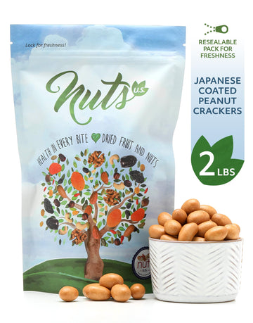 NUTS - U.S. Japanese Coated Peanut ers, Original Flavor, Non-GMO, 2 LBS, Resealable Bag