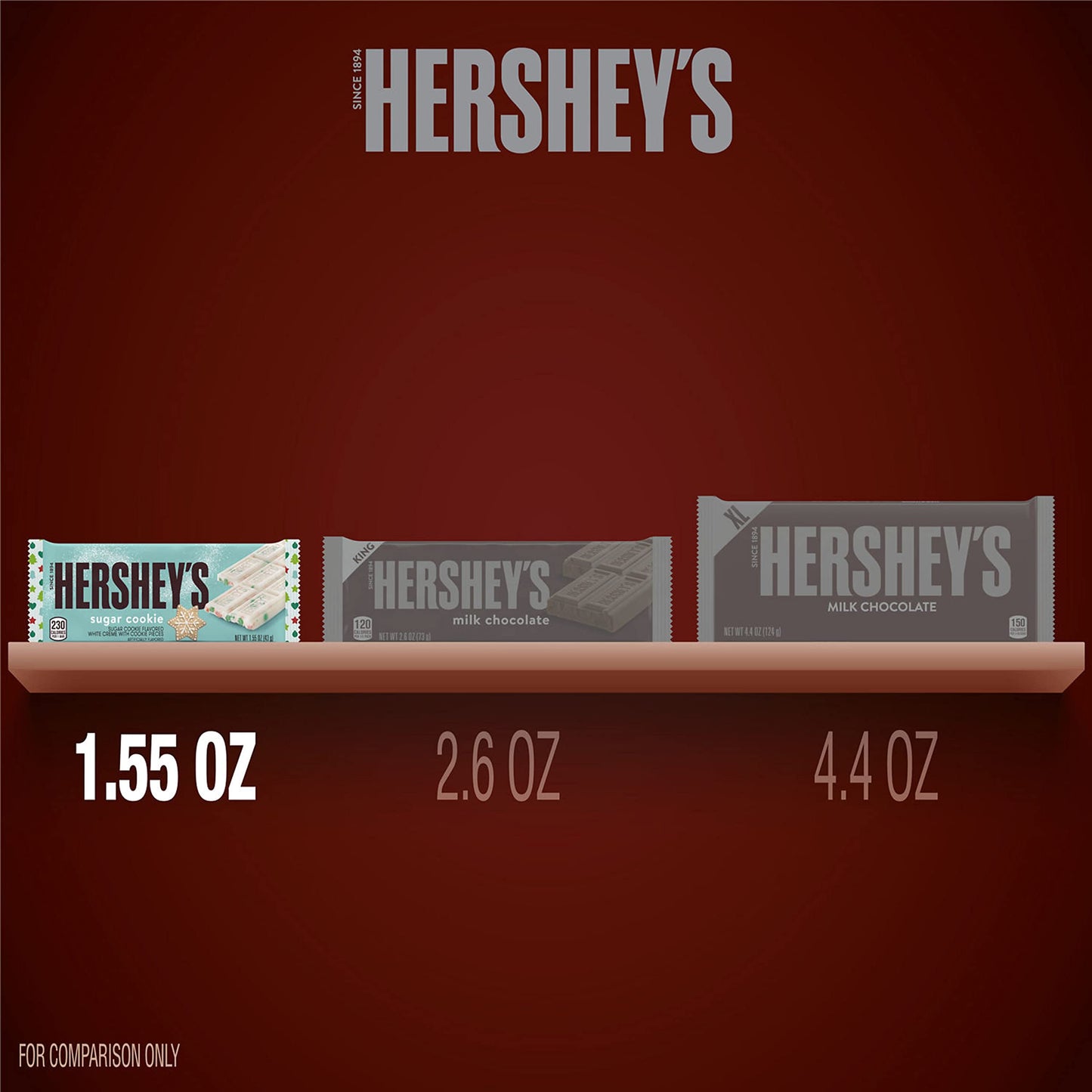 HERSHEY'S Sugar Cookie Flavored White Creme Christmas Candy Bar, 1.55 oz