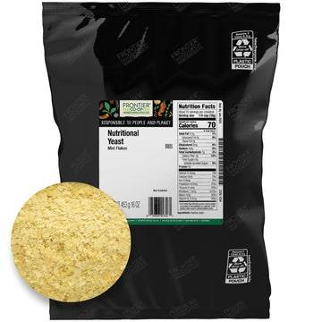 Frontier Co-Op Nutritional Yeast Flakes, 1 Lb Bulk Bag - Vegan, Non-Fortified, Kosher, Non-Irradiated Seasoning, Dairy-Free Cheese Flavor, Rich In B Vitamins