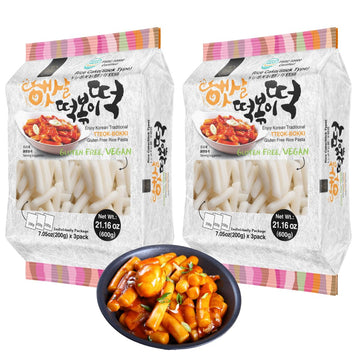 Korean Rice Cake Tteokbokki Stick - 2 Pack (3 Individual Package X 2 Pack) Vegan, Non-GMO, Gluten Free, Tteok Rice Cakes Food Pa