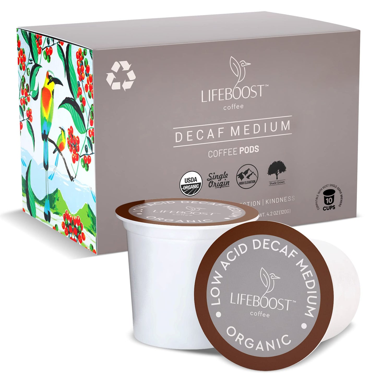 Lifeboost Organic Decaf Coffee K Cups - Low Acid Decaf Coffee Pods - Single Origin Non-Gmo Mold Free Decaf Coffee Pods For Keuri