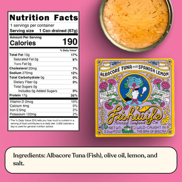 Fishwife Lemon Tuna 3-Pack (3.2 Ounce) | Msc-Certified Sustainable Seafood, High Protein, Gluten Free | Handpacked In Bpa-Free T